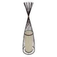 GLOBOSTAR® AZORES 01756 Boho Επιδαπέδιο Φωτιστικό με Ντουί 1 x E27 AC 220-240V IP20 - Καφέ & Μπεζ - Μ40 x Π40 x Υ150cm