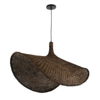 GLOBOSTAR® CUBA 01768 Boho Κρεμαστό Φωτιστικό Οροφής με Ντουί 1 x E27 AC 220-240V IP20 - Καφέ - Μ80 x Π80 x Υ49cm