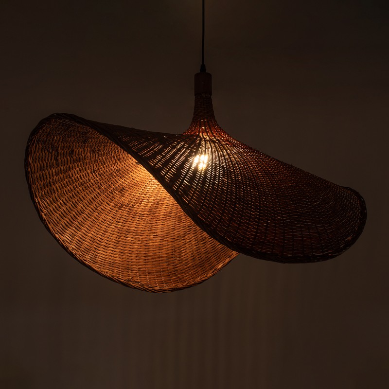 GLOBOSTAR® CUBA 01768 Boho Κρεμαστό Φωτιστικό Οροφής με Ντουί 1 x E27 AC 220-240V IP20 - Καφέ - Μ80 x Π80 x Υ49cm