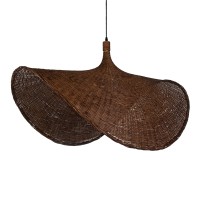 GLOBOSTAR® CUBA 01770 Boho Κρεμαστό Φωτιστικό Οροφής με Ντουί 1 x E27 AC 220-240V IP20 - Καφέ - Μ100 x Π100 x Y55cm