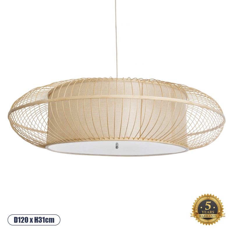GLOBOSTAR® HIBISCUS 01782 Boho Κρεμαστό Φωτιστικό Οροφής με Ντουί 3 x E27 AC 220-240V IP20 - Μπεζ - Μ120 x Π120 x Y31cm