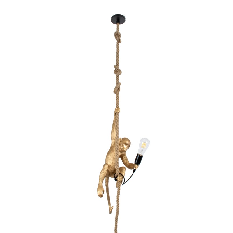 GLOBOSTAR® APES 01803 Μοντέρνο Κρεμαστό Φωτιστικό Οροφής με Ντουί 1 x E27 AC 220-240V IP20 - Χρυσό & Μπεζ - Μ26 x Π28 x Υ69cm