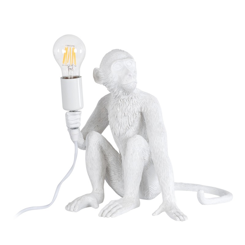 GLOBOSTAR® APES 01808 Μοντέρνο Επιτραπέζιο Φωτιστικό Πορτατίφ με Ντουί 1 x E27 AC 220-240V IP20 - Λευκό - Μ30 x Π27 x Υ30cm