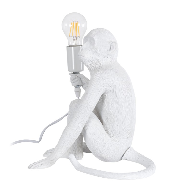 GLOBOSTAR® APES 01808 Μοντέρνο Επιτραπέζιο Φωτιστικό Πορτατίφ με Ντουί 1 x E27 AC 220-240V IP20 - Λευκό - Μ30 x Π27 x Υ30cm