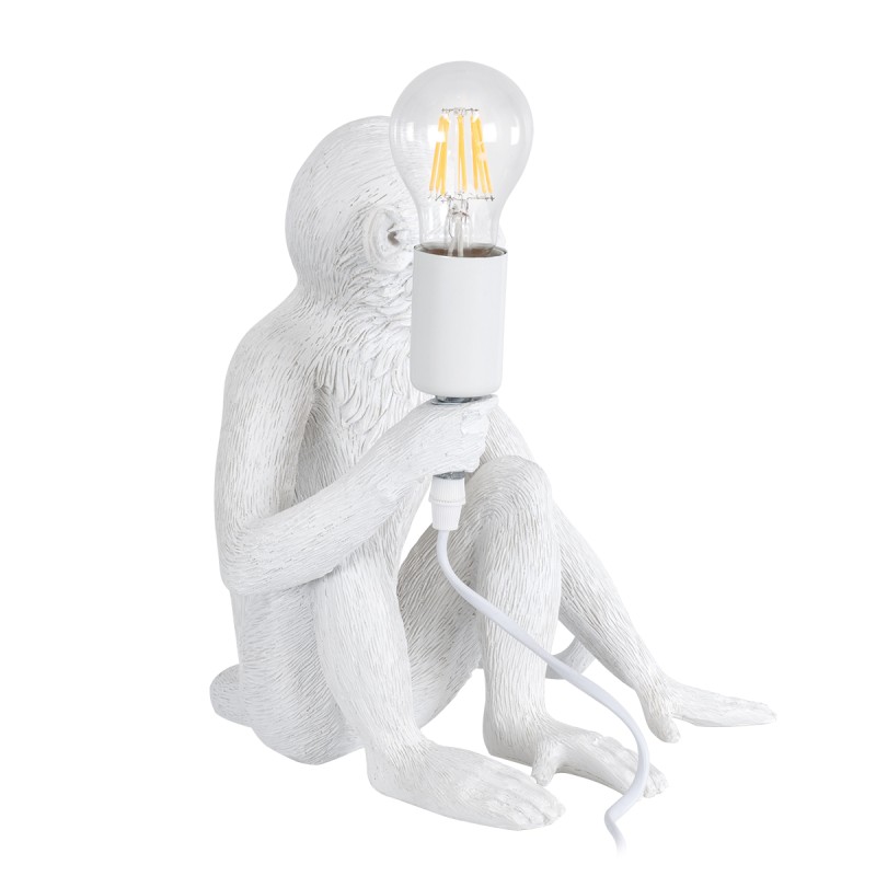 GLOBOSTAR® APES 01808 Μοντέρνο Επιτραπέζιο Φωτιστικό Πορτατίφ με Ντουί 1 x E27 AC 220-240V IP20 - Λευκό - Μ30 x Π27 x Υ30cm