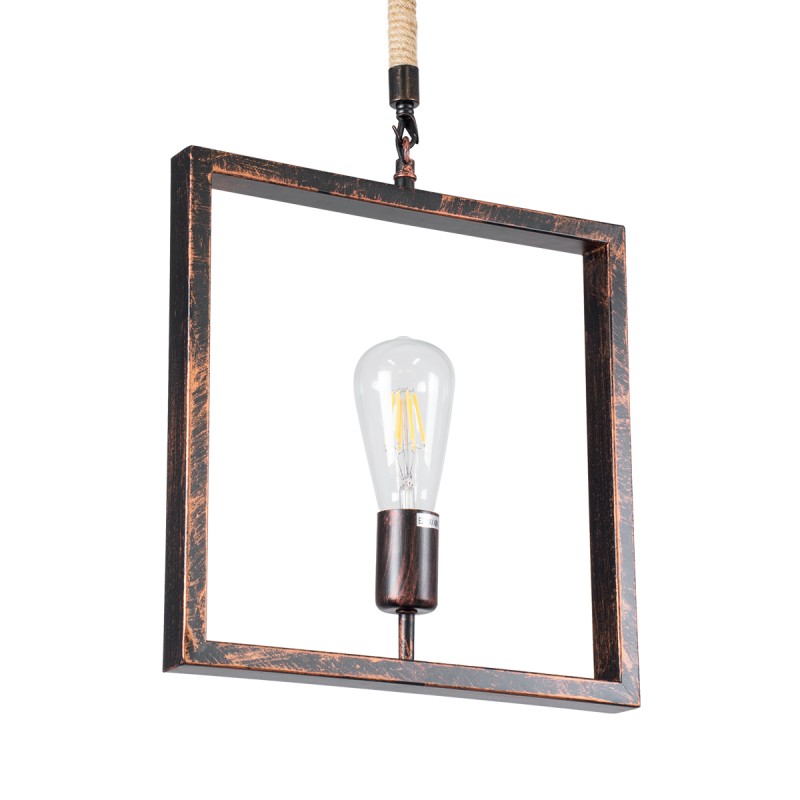 GLOBOSTAR® FRAISE 01814 Vintage Κρεμαστό Φωτιστικό Οροφής με Ντουί 1 x E27 AC 220-240V IP20 - Χάλκινο & Μπεζ - Μ32 x Π4 x Υ32cm