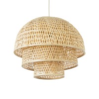 GLOBOSTAR® HIROKA 01836 Boho Κρεμαστό Φωτιστικό Οροφής με Ντουί 1 x E27 AC 220-240V IP20 - Μπεζ - Μ60 x Π60 x Υ50cm