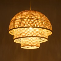 GLOBOSTAR® HIROKA 01836 Boho Κρεμαστό Φωτιστικό Οροφής με Ντουί 1 x E27 AC 220-240V IP20 - Μπεζ - Μ60 x Π60 x Υ50cm