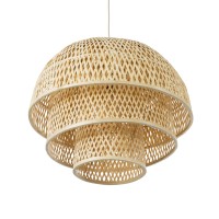 GLOBOSTAR® HIROKA 01836 Boho Κρεμαστό Φωτιστικό Οροφής με Ντουί 1 x E27 AC 220-240V IP20 - Μπεζ - Μ60 x Π60 x Υ50cm