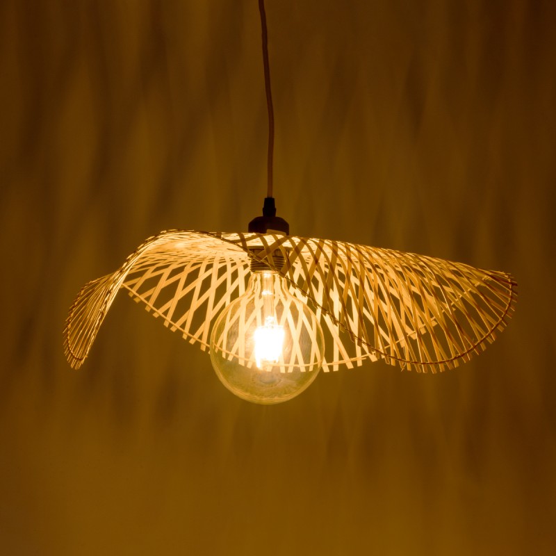 GLOBOSTAR® MELEMELE 01840 Boho Κρεμαστό Φωτιστικό Οροφής με Ντουί 1 x E27 AC 220-240V IP20 - Μπεζ - Μ50 x Π50 x Υ7cm