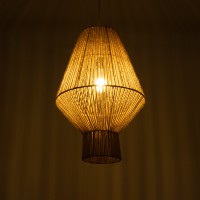 GLOBOSTAR® CAYMAN 01853 Boho Κρεμαστό Φωτιστικό Οροφής με Ντουί 1 x E27 AC 220-240V IP20 - Μπεζ - Μ40 x Π40 x Υ60cm