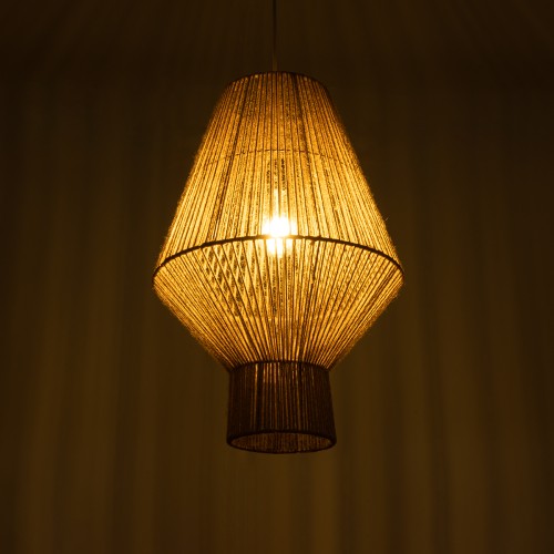 GLOBOSTAR® CAYMAN 01853 Boho Κρεμαστό Φωτιστικό Οροφής με Ντουί 1 x E27 AC 220-240V IP20 - Μπεζ - Μ40 x Π40 x Υ60cm
