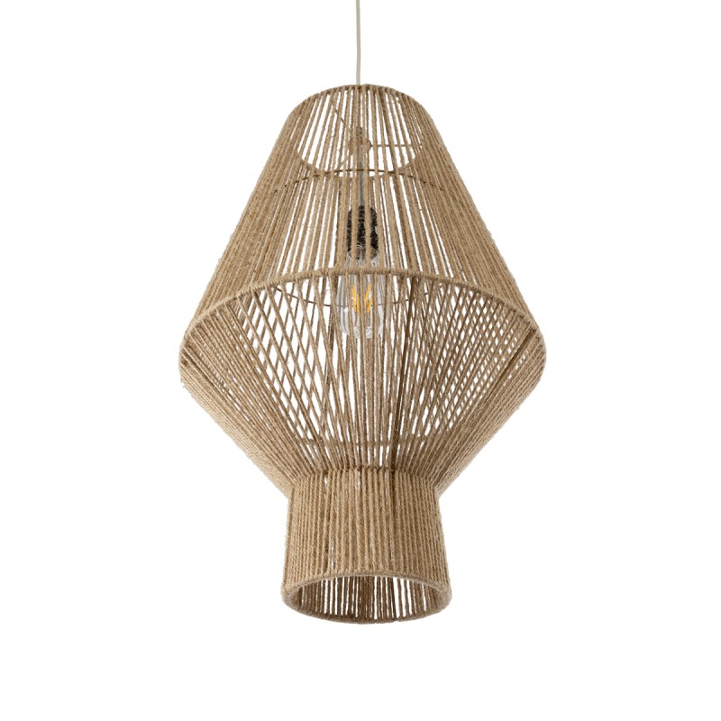 GLOBOSTAR® CAYMAN 01853 Boho Κρεμαστό Φωτιστικό Οροφής με Ντουί 1 x E27 AC 220-240V IP20 - Μπεζ - Μ40 x Π40 x Υ60cm