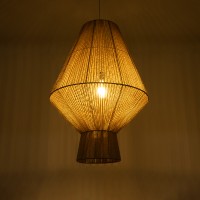 GLOBOSTAR® CAYMAN 01854 Boho Κρεμαστό Φωτιστικό Οροφής με Ντουί 1 x E27 AC 220-240V IP20 - Μπεζ - Μ60 x Π60 x Υ86cm