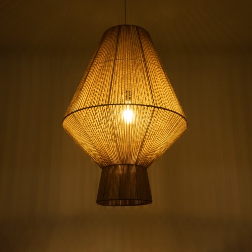 GLOBOSTAR® CAYMAN 01854 Boho Κρεμαστό Φωτιστικό Οροφής με Ντουί 1 x E27 AC 220-240V IP20 - Μπεζ - Μ60 x Π60 x Υ86cm