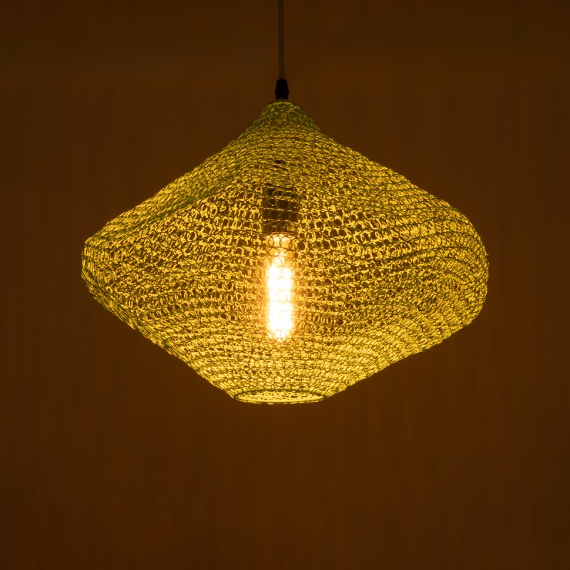 GLOBOSTAR® KENTUCKY 01864 Vintage Κρεμαστό Φωτιστικό Οροφής με Ντουί 1 x E27 AC 220-240V IP20 - Τιρκουάζ - Μ40 x Π40 x Υ30cm
