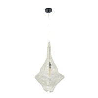 GLOBOSTAR® KENTUCKY 01871 Vintage Κρεμαστό Φωτιστικό Οροφής με Ντουί 1 x E27 AC 220-240V IP20 - Μπεζ - Μ35 x Π35 x Υ60cm