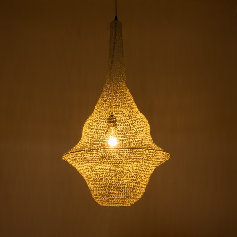 GLOBOSTAR® KENTUCKY 01874 Vintage Κρεμαστό Φωτιστικό Οροφής με Ντουί 1 x E27 AC 220-240V IP20 - Μπεζ - Μ50 x Π50 x Υ90cm