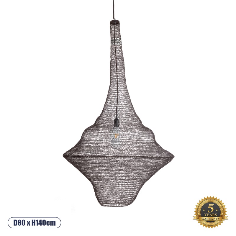GLOBOSTAR® KENTUCKY 01878 Vintage Κρεμαστό Φωτιστικό Οροφής με Ντουί 1 x E27 AC 220-240V IP20 - Καφέ - Μ80 x Π80 x Υ140cm