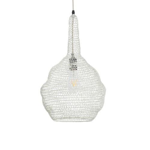 GLOBOSTAR® KENTUCKY 01880 Vintage Κρεμαστό Φωτιστικό Οροφής με Ντουί 1 x E27 AC 220-240V IP20 - Μπεζ - Μ30 x Π30 x Υ50cm
