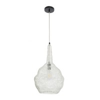 GLOBOSTAR® KENTUCKY 01880 Vintage Κρεμαστό Φωτιστικό Οροφής με Ντουί 1 x E27 AC 220-240V IP20 - Μπεζ - Μ30 x Π30 x Υ50cm