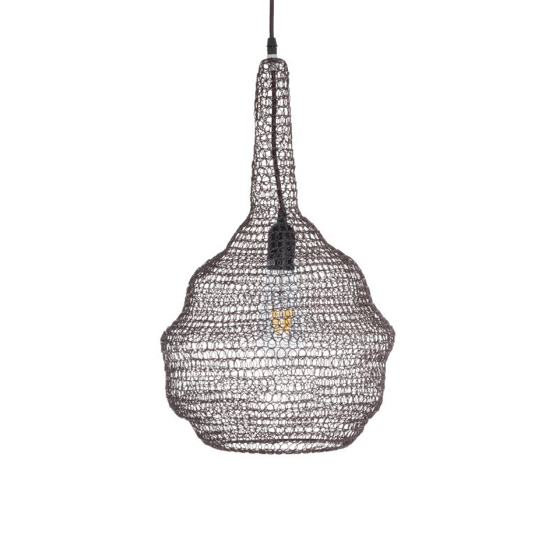 GLOBOSTAR® KENTUCKY 01881 Vintage Κρεμαστό Φωτιστικό Οροφής με Ντουί 1 x E27 AC 220-240V IP20 - Καφέ - Μ30 x Π30 x Υ50cm