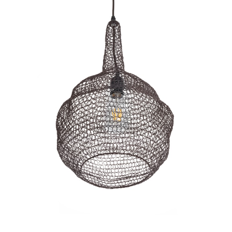 GLOBOSTAR® KENTUCKY 01881 Vintage Κρεμαστό Φωτιστικό Οροφής με Ντουί 1 x E27 AC 220-240V IP20 - Καφέ - Μ30 x Π30 x Υ50cm