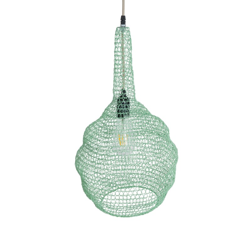 GLOBOSTAR® KENTUCKY 01882 Vintage Κρεμαστό Φωτιστικό Οροφής με Ντουί 1 x E27 AC 220-240V IP20 - Τιρκουάζ - Μ30 x Π30 x Υ50cm