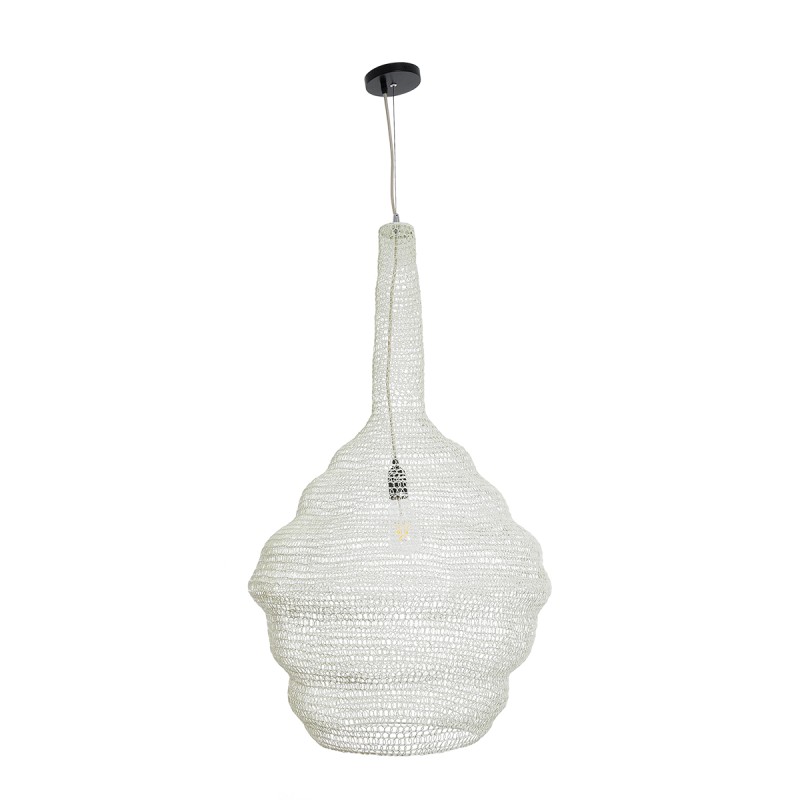 GLOBOSTAR® KENTUCKY 01883 Vintage Κρεμαστό Φωτιστικό Οροφής με Ντουί 1 x E27 AC 220-240V IP20 - Λευκό - Μ60 x Π60 x Υ90cm
