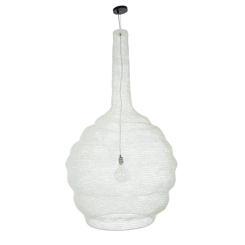 GLOBOSTAR® KENTUCKY 01886 Vintage Κρεμαστό Φωτιστικό Οροφής με Ντουί 1 x E27 AC 220-240V IP20 - Λευκό - Μ90 x Π90 x Υ150cm