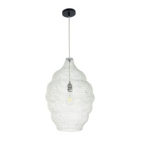 GLOBOSTAR® KENTUCKY 01898 Vintage Κρεμαστό Φωτιστικό Οροφής με Ντουί 1 x E27 AC 220-240V IP20 - Λευκό - Μ40 x Π40 x Y60cm