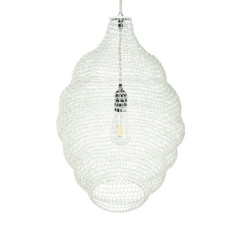 GLOBOSTAR® KENTUCKY 01898 Vintage Κρεμαστό Φωτιστικό Οροφής με Ντουί 1 x E27 AC 220-240V IP20 - Λευκό - Μ40 x Π40 x Y60cm
