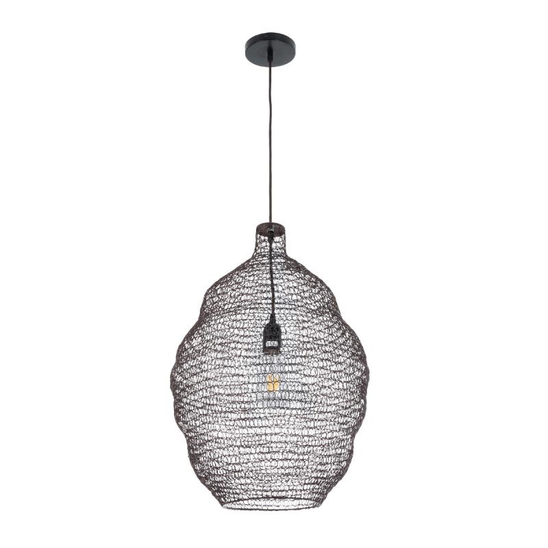 GLOBOSTAR® KENTUCKY 01899 Vintage Κρεμαστό Φωτιστικό Οροφής με Ντουί 1 x E27 AC 220-240V IP20 - Καφέ - Μ40 x Π40 x Y60cm