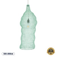 GLOBOSTAR® KENTUCKY 01906 Vintage Κρεμαστό Φωτιστικό Οροφής με Ντουί 1 x E27 AC 220-240V IP20 - Τιρκουάζ - Μ30 x Π30 x Y80cm