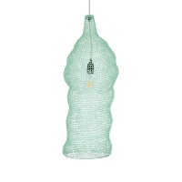GLOBOSTAR® KENTUCKY 01906 Vintage Κρεμαστό Φωτιστικό Οροφής με Ντουί 1 x E27 AC 220-240V IP20 - Τιρκουάζ - Μ30 x Π30 x Y80cm