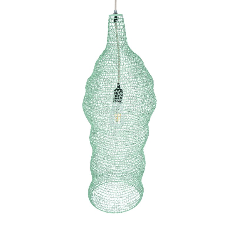 GLOBOSTAR® KENTUCKY 01906 Vintage Κρεμαστό Φωτιστικό Οροφής με Ντουί 1 x E27 AC 220-240V IP20 - Τιρκουάζ - Μ30 x Π30 x Y80cm