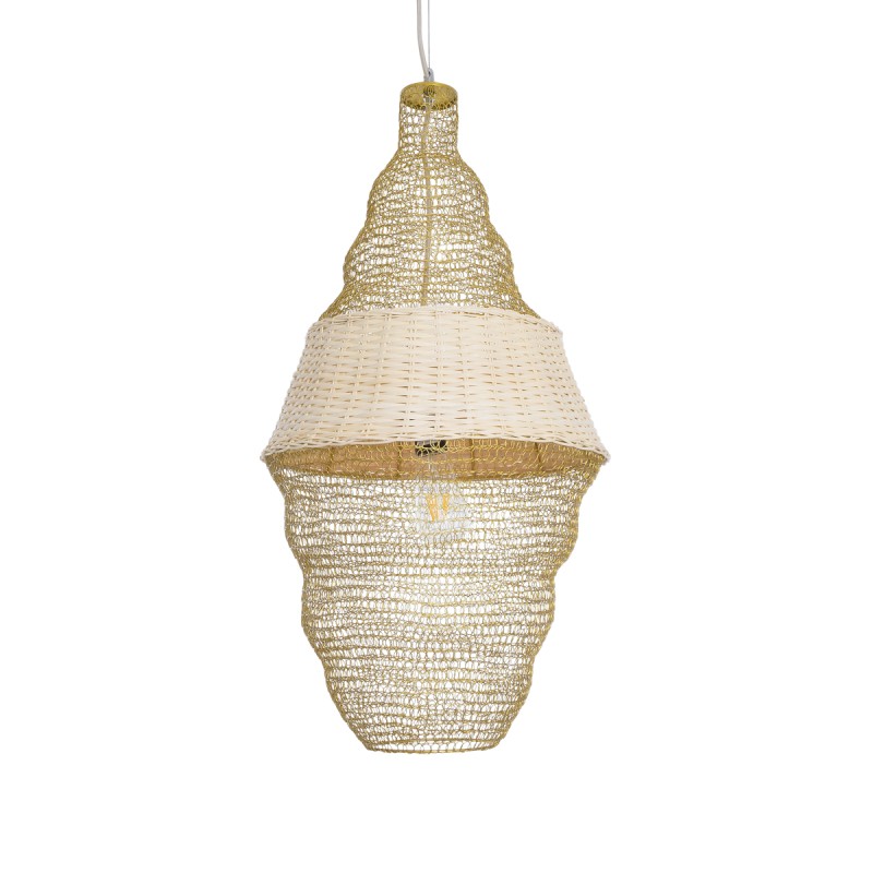 GLOBOSTAR® KENTUCKY 01910 Vintage Κρεμαστό Φωτιστικό Οροφής με Ντουί 1 x E27 AC 220-240V IP20 - Μπεζ - Μ40 x Π40 x Υ80cm