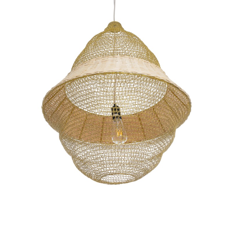 GLOBOSTAR® KENTUCKY 01911 Vintage Κρεμαστό Φωτιστικό Οροφής με Ντουί 1 x E27 AC 220-240V IP20 - Μπεζ - Μ60 x Π60 x Υ80cm