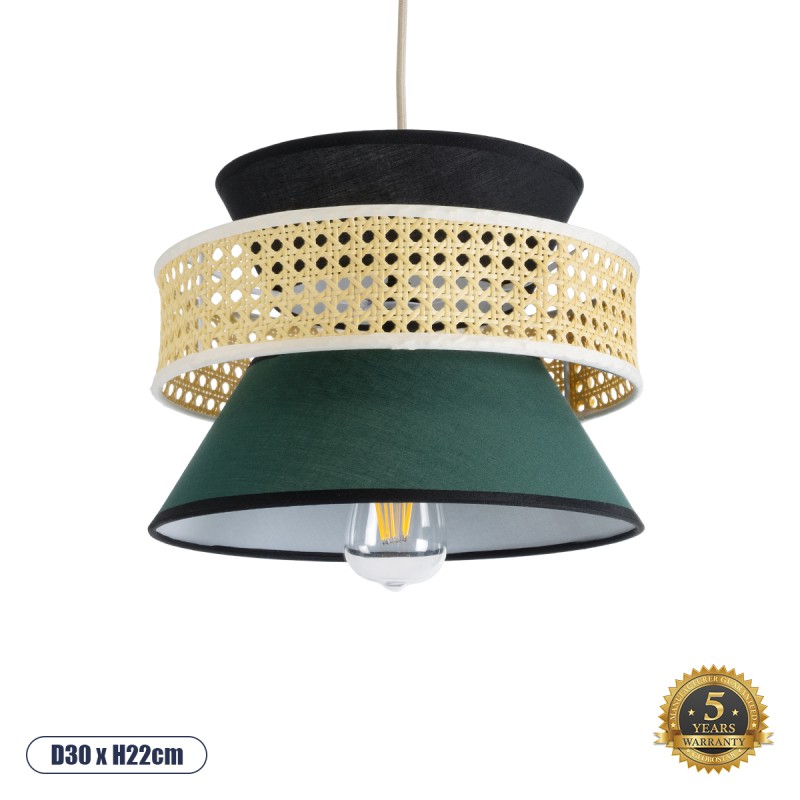 GLOBOSTAR® SAIGE 01915 Boho Κρεμαστό Φωτιστικό Οροφής με Ντουί 1 x E27 AC 220-240V IP20 - Πολύχρωμο - Μ30 x Π30 x Υ22cm