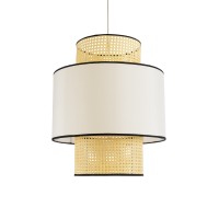 GLOBOSTAR® SAIGE 01917 Boho Κρεμαστό Φωτιστικό Οροφής με Ντουί 1 x E27 AC 220-240V IP20 - Μπεζ & Μαύρο - Μ50 x Π50 x Υ60cm