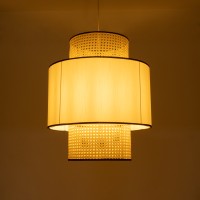 GLOBOSTAR® SAIGE 01917 Boho Κρεμαστό Φωτιστικό Οροφής με Ντουί 1 x E27 AC 220-240V IP20 - Μπεζ & Μαύρο - Μ50 x Π50 x Υ60cm