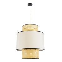 GLOBOSTAR® SAIGE 01917 Boho Κρεμαστό Φωτιστικό Οροφής με Ντουί 1 x E27 AC 220-240V IP20 - Μπεζ & Μαύρο - Μ50 x Π50 x Υ60cm