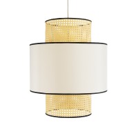 GLOBOSTAR® SAIGE 01917 Boho Κρεμαστό Φωτιστικό Οροφής με Ντουί 1 x E27 AC 220-240V IP20 - Μπεζ & Μαύρο - Μ50 x Π50 x Υ60cm
