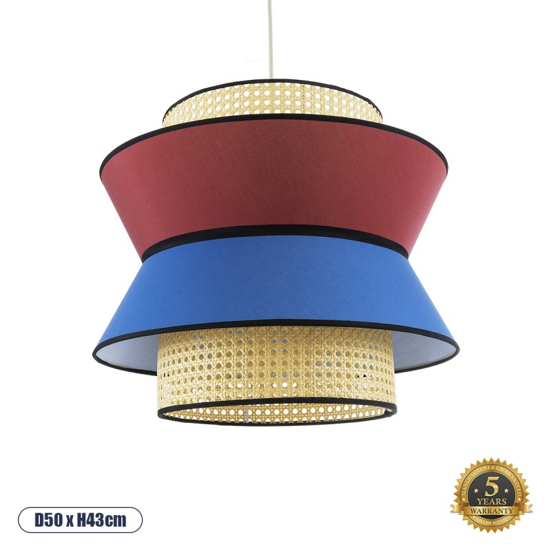 GLOBOSTAR® SAIGE 01919 Boho Κρεμαστό Φωτιστικό Οροφής με Ντουί 1 x E27 AC 220-240V IP20 - Πολύχρωμο - Μ50 x Π50 x Υ43cm