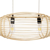 GLOBOSTAR® FISH 01927 Boho Κρεμαστό Φωτιστικό Οροφής με Ντουί 2 x E27 AC 220-240V IP20 - Μπεζ - Μ130 x Π42 x Υ42cm