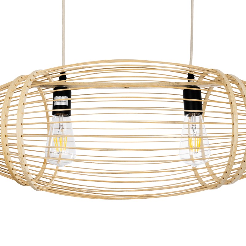 GLOBOSTAR® FISH 01927 Boho Κρεμαστό Φωτιστικό Οροφής με Ντουί 2 x E27 AC 220-240V IP20 - Μπεζ - Μ130 x Π42 x Υ42cm