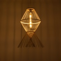 GLOBOSTAR® YOSHI 01928 Boho Κρεμαστό Φωτιστικό Οροφής με Ντουί 1 x E27 AC 220-240V IP20 - Μπεζ - Μ35 x Π35 x Υ60cm