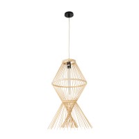 GLOBOSTAR® YOSHI 01928 Boho Κρεμαστό Φωτιστικό Οροφής με Ντουί 1 x E27 AC 220-240V IP20 - Μπεζ - Μ35 x Π35 x Υ60cm