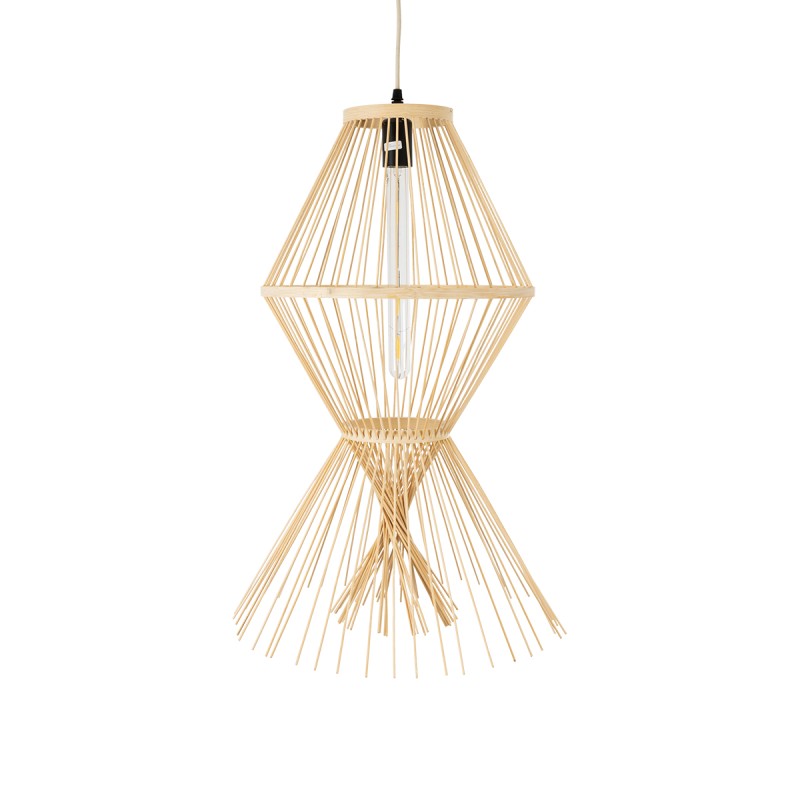 GLOBOSTAR® YOSHI 01928 Boho Κρεμαστό Φωτιστικό Οροφής με Ντουί 1 x E27 AC 220-240V IP20 - Μπεζ - Μ35 x Π35 x Υ60cm