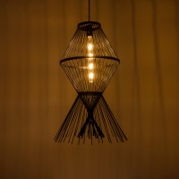 GLOBOSTAR® YOSHI 01929 Boho Κρεμαστό Φωτιστικό Οροφής με Ντουί 1 x E27 AC 220-240V IP20 - Μαύρο - Μ35 x Π35 x Υ60cm